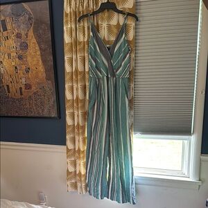 a.n.a Teal and Gray Jumpsuit